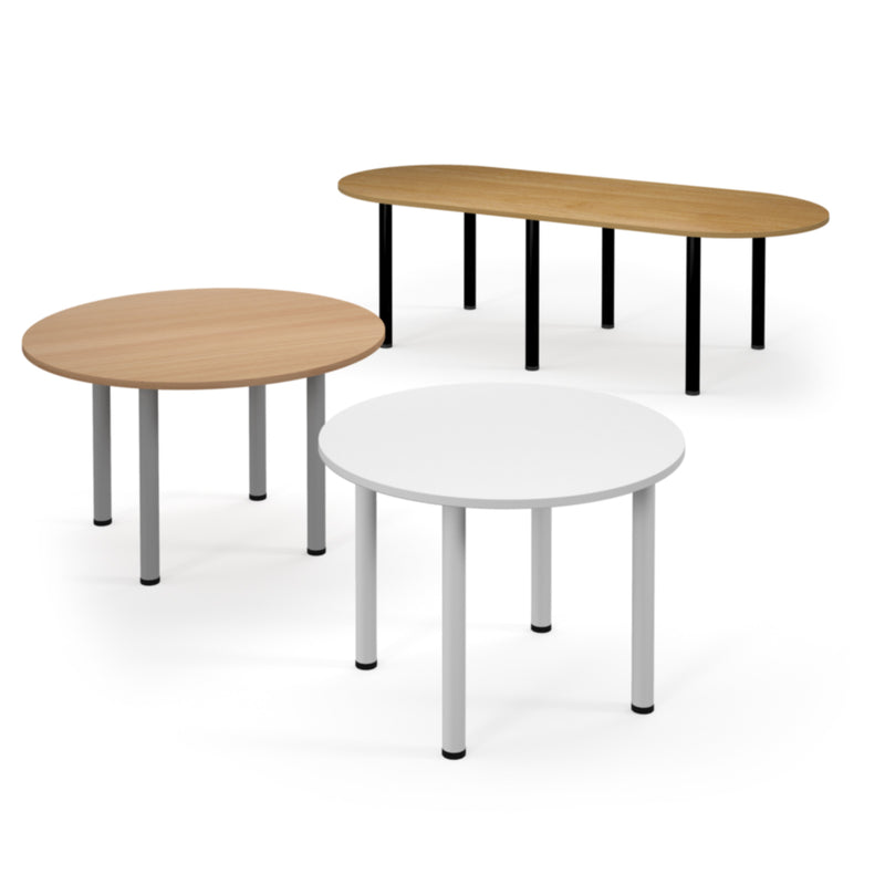 Circular Radial Leg Meeting Table - White - NWOF