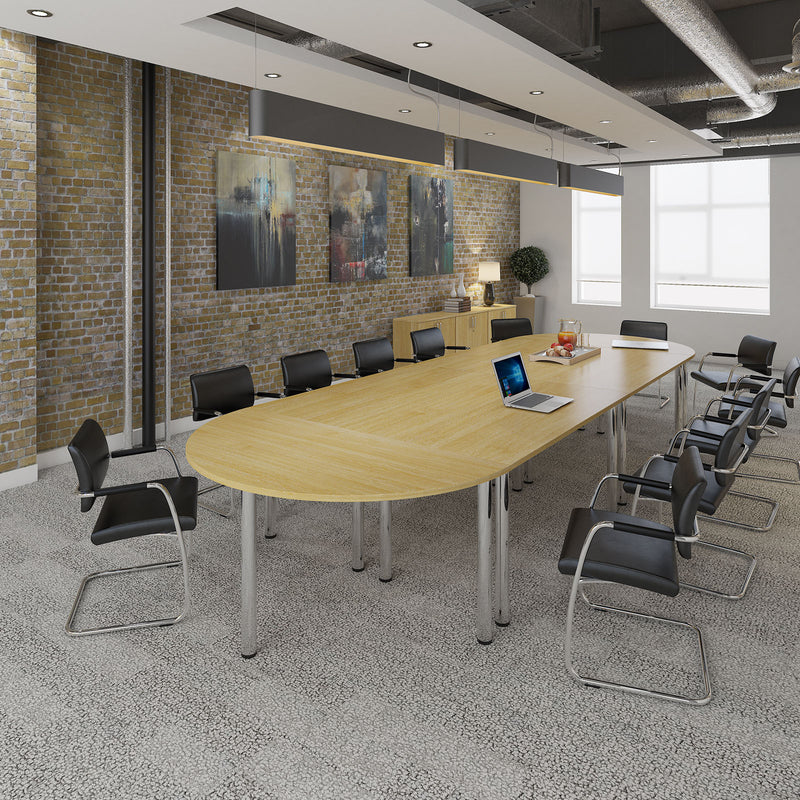 Semi Circular Radial Leg Meeting Table - Grey Oak - NWOF