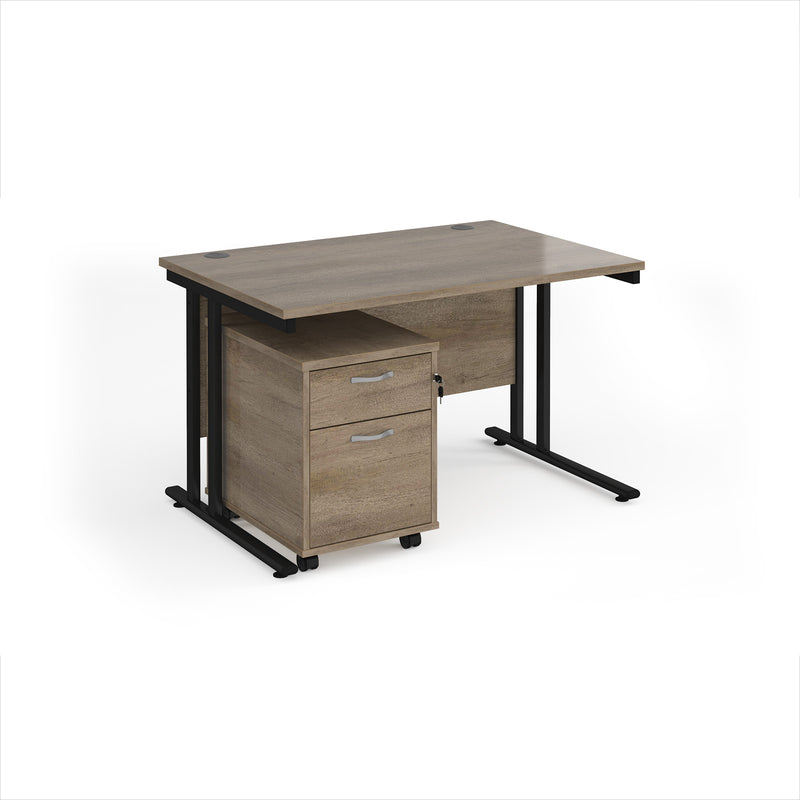 Maestro 25 Straight Desk & 2 Drawer Under Desk Pedestal Bundle - NWOF