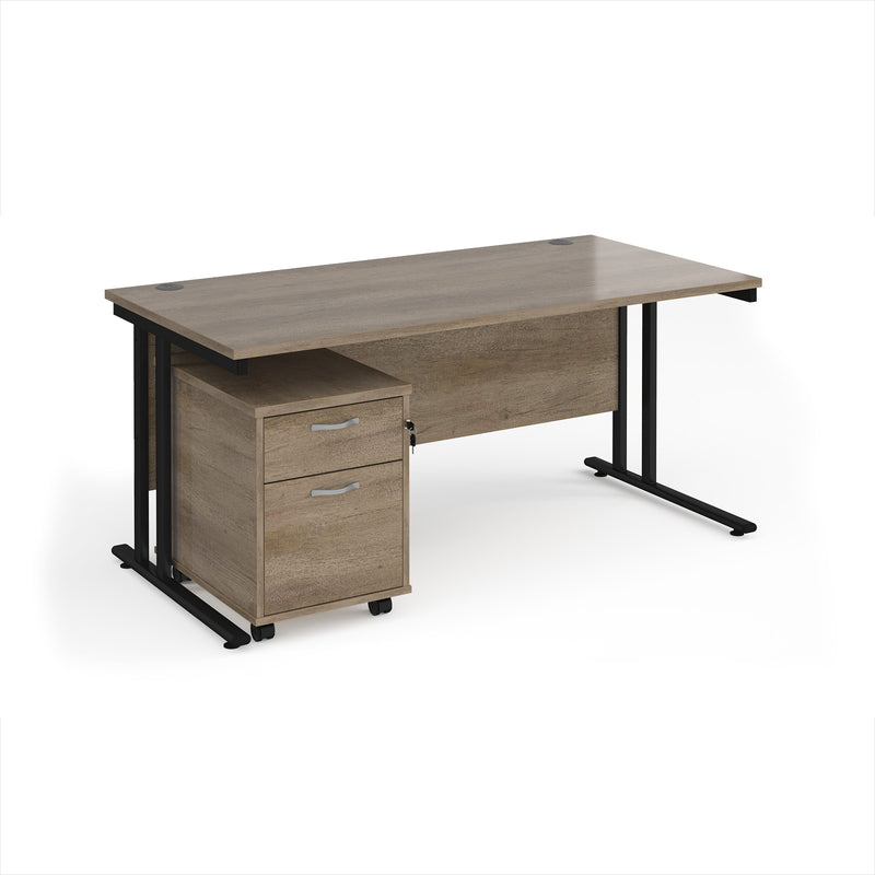 Maestro 25 Straight Desk & 2 Drawer Under Desk Pedestal Bundle - NWOF