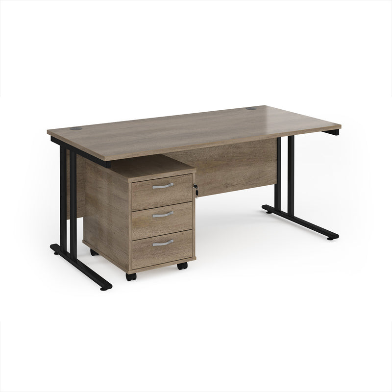 Maestro 25 Straight Desk & 3 Drawer Under Desk Pedestal Bundle - NWOF
