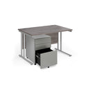 Maestro 25 Straight Desk & Steel Under Desk Pedestal Bundle - Grey Oak