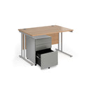 Maestro 25 Straight Desk & Steel Under Desk Pedestal Bundle - Beech