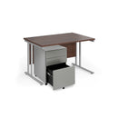 Maestro 25 Straight Desk & Steel Under Desk Pedestal Bundle - Walnut