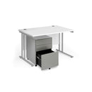 Maestro 25 Straight Desk & Steel Under Desk Pedestal Bundle - White