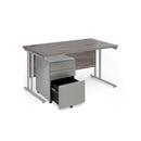Maestro 25 Straight Desk & Steel Under Desk Pedestal Bundle - Grey Oak