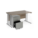Maestro 25 Straight Desk & Steel Under Desk Pedestal Bundle - Nebraska Oak