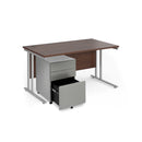 Maestro 25 Straight Desk & Steel Under Desk Pedestal Bundle - Walnut