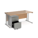 Maestro 25 Straight Desk & Steel Under Desk Pedestal Bundle - Beech