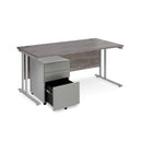 Maestro 25 Straight Desk & Steel Under Desk Pedestal Bundle - Grey Oak