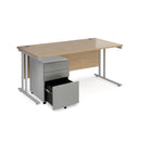 Maestro 25 Straight Desk & Steel Under Desk Pedestal Bundle - Kendal Oak