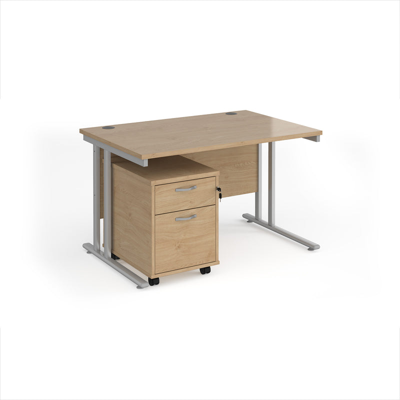 Maestro 25 Straight Desk & 2 Drawer Under Desk Pedestal Bundle - NWOF