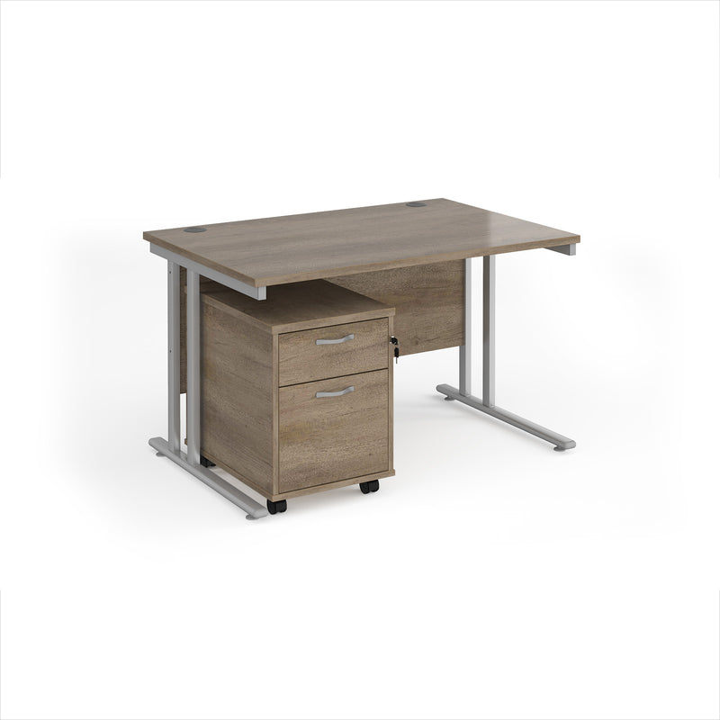 Maestro 25 Straight Desk & 2 Drawer Under Desk Pedestal Bundle - NWOF