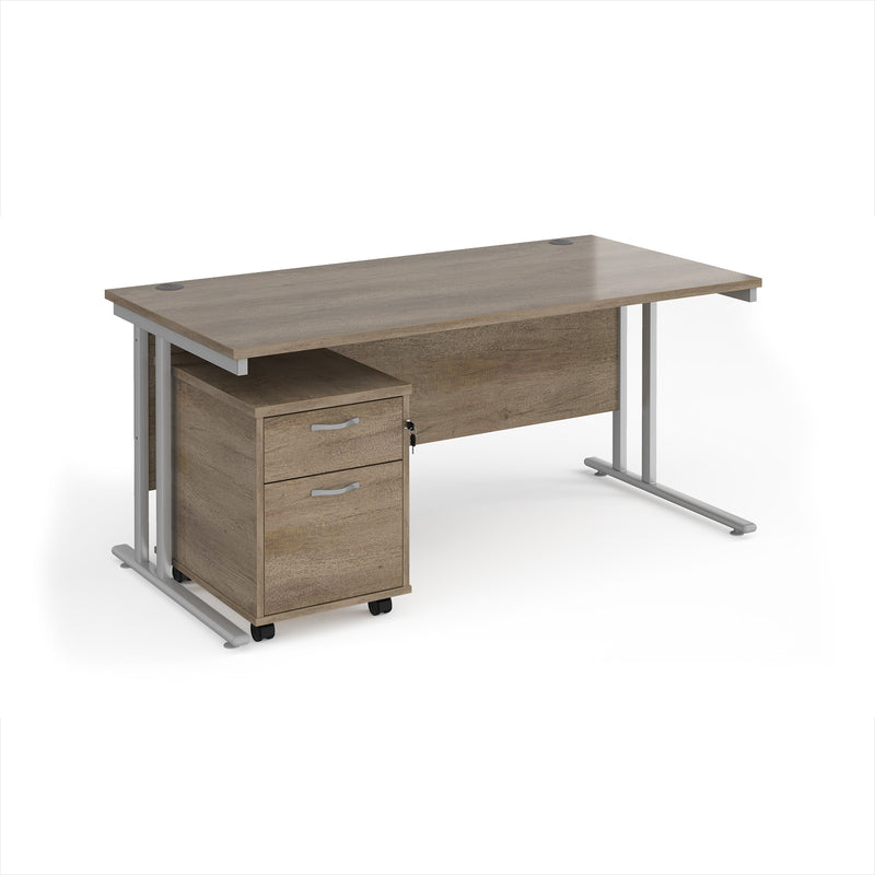 Maestro 25 Straight Desk & 2 Drawer Under Desk Pedestal Bundle - NWOF