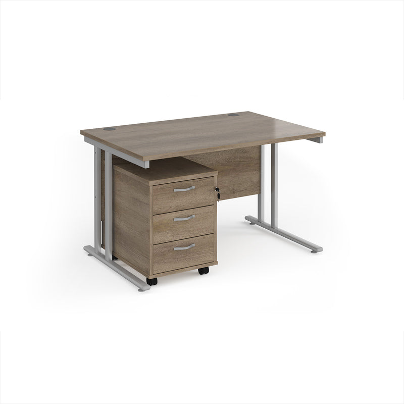 Maestro 25 Straight Desk & 3 Drawer Under Desk Pedestal Bundle - NWOF