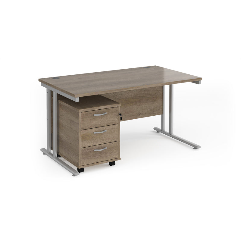 Maestro 25 Straight Desk & 3 Drawer Under Desk Pedestal Bundle - NWOF