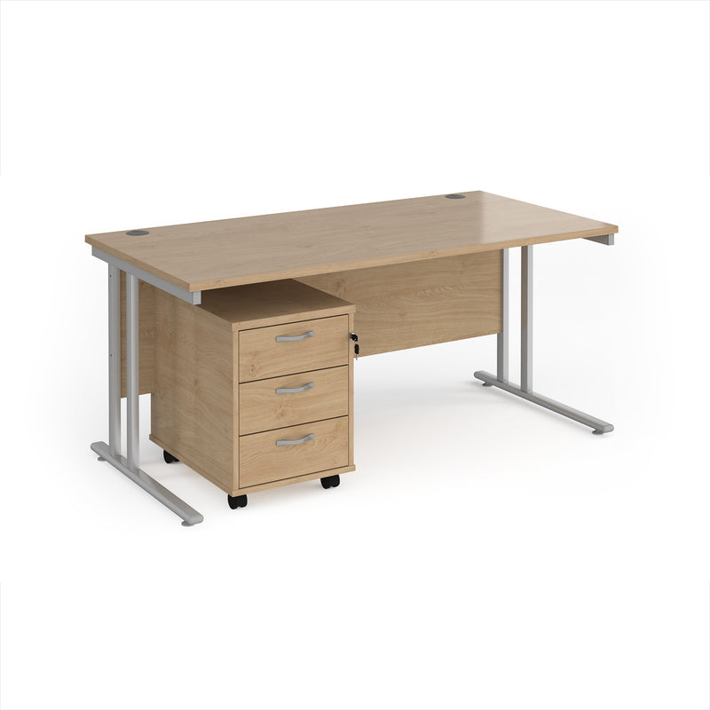 Maestro 25 Straight Desk & 3 Drawer Under Desk Pedestal Bundle - NWOF