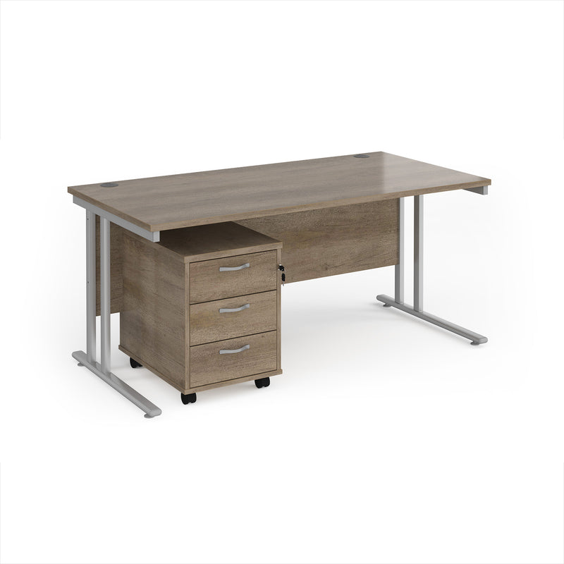 Maestro 25 Straight Desk & 3 Drawer Under Desk Pedestal Bundle - NWOF