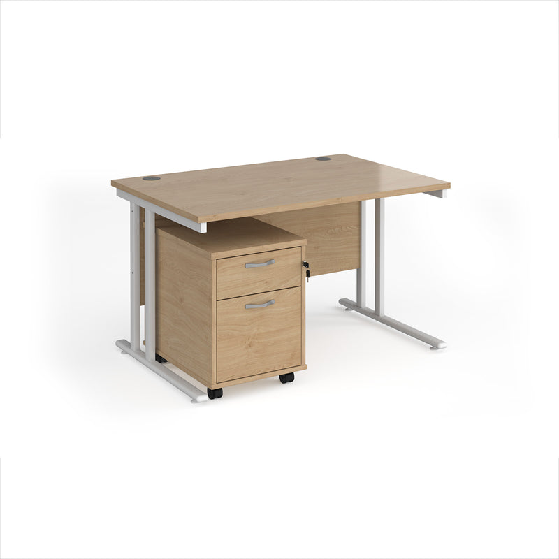 Maestro 25 Straight Desk & 2 Drawer Under Desk Pedestal Bundle - NWOF