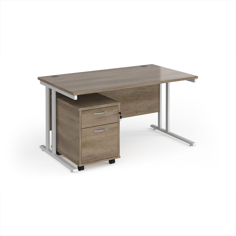 Maestro 25 Straight Desk & 2 Drawer Under Desk Pedestal Bundle - NWOF