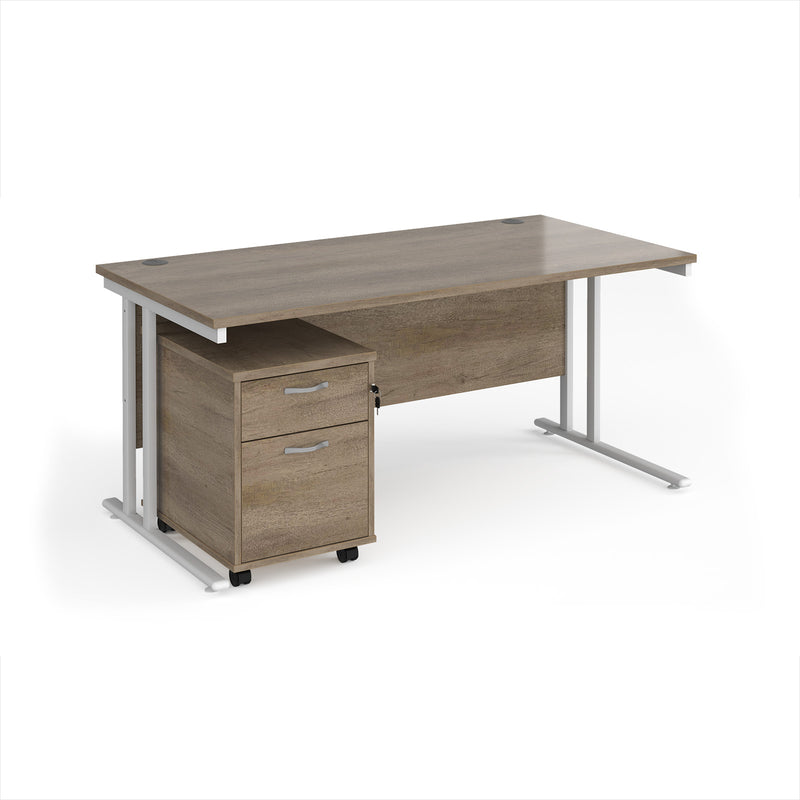 Maestro 25 Straight Desk & 2 Drawer Under Desk Pedestal Bundle - NWOF