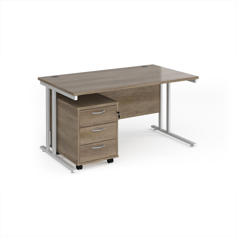 Maestro 25 Straight Desk & 3 Drawer Under Desk Pedestal Bundle - NWOF