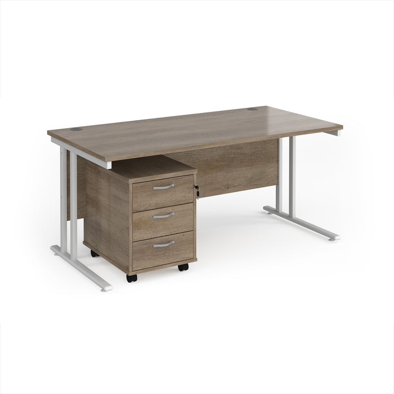 Maestro 25 Straight Desk & 3 Drawer Under Desk Pedestal Bundle - NWOF