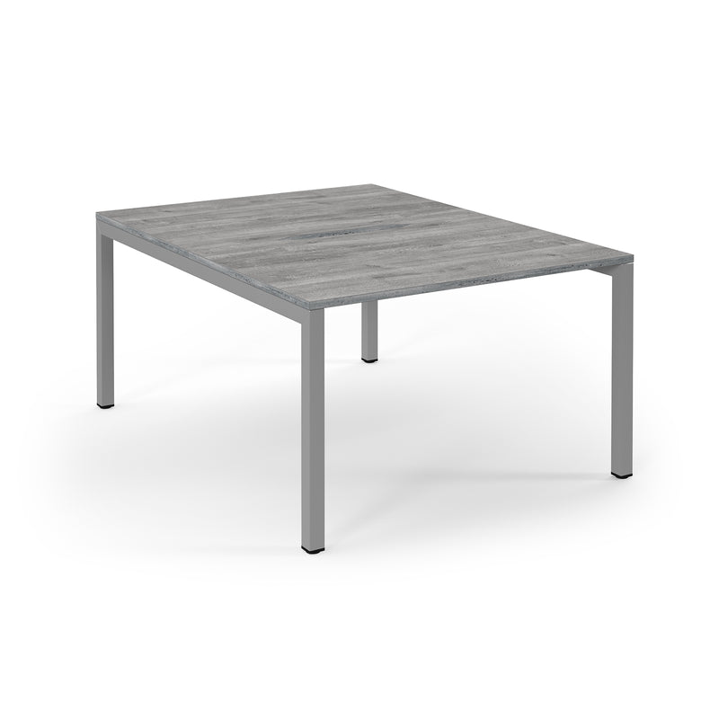 Connex Scalloped Back To Back Desks - Grey Oak - NWOF