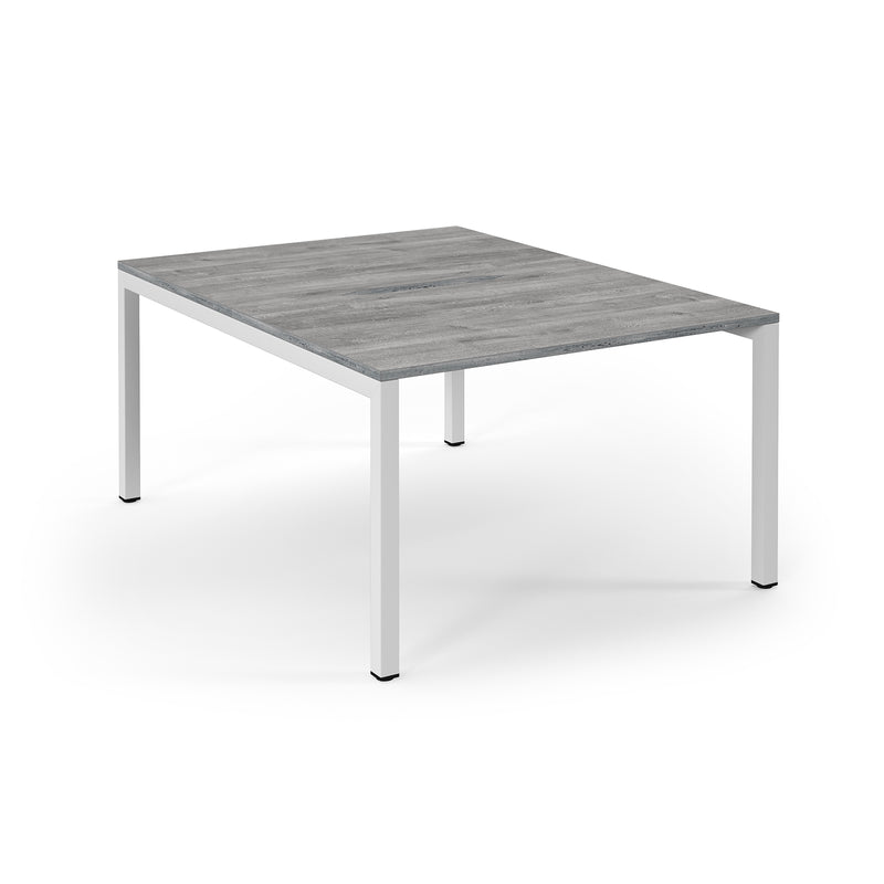 Connex Scalloped Back To Back Desks - Grey Oak - NWOF