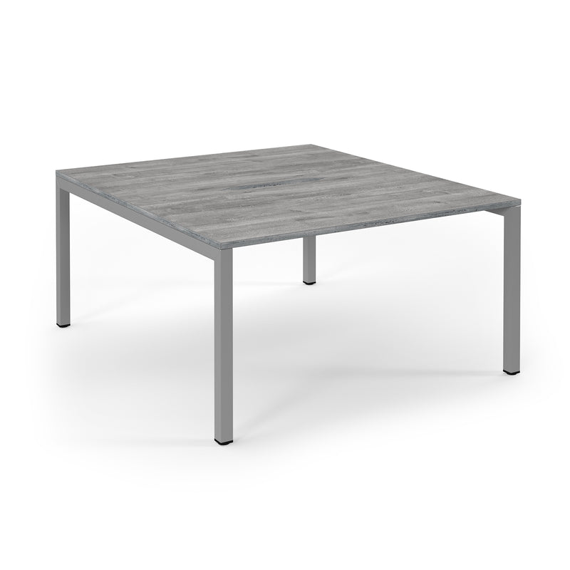 Connex Scalloped Back To Back Desks - Grey Oak - NWOF