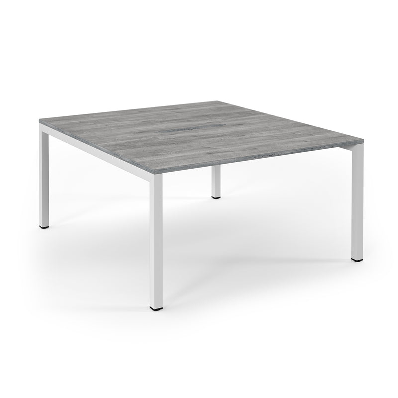 Connex Scalloped Back To Back Desks - Grey Oak - NWOF