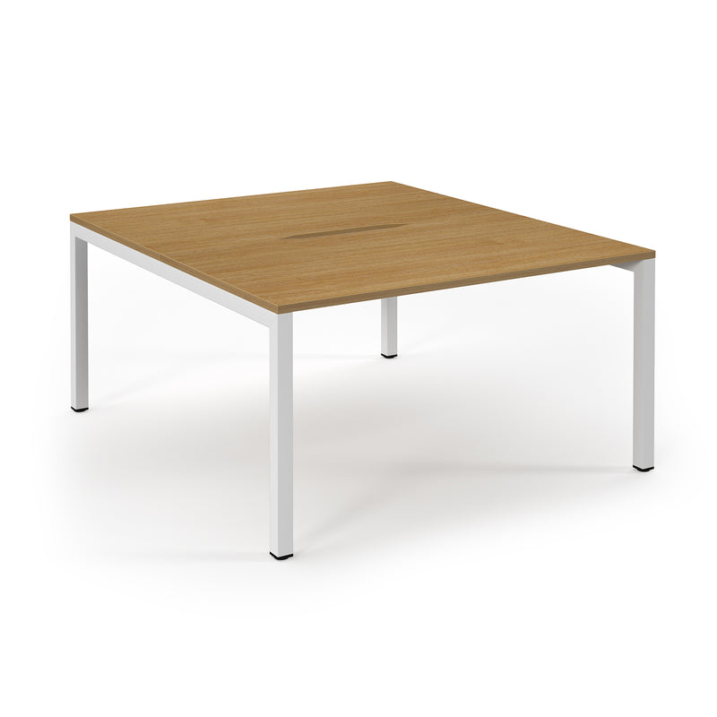 Connex Scalloped Back To Back Desks - Oak - NWOF