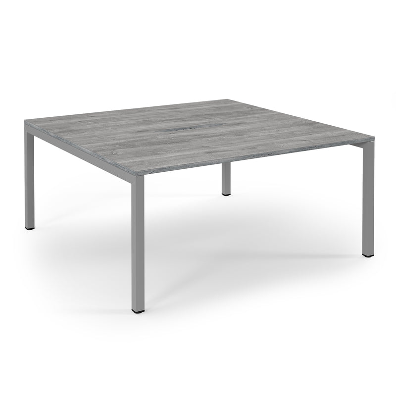 Connex Scalloped Back To Back Desks - Grey Oak - NWOF