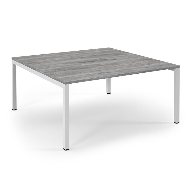 Connex Scalloped Back To Back Desks - Grey Oak - NWOF