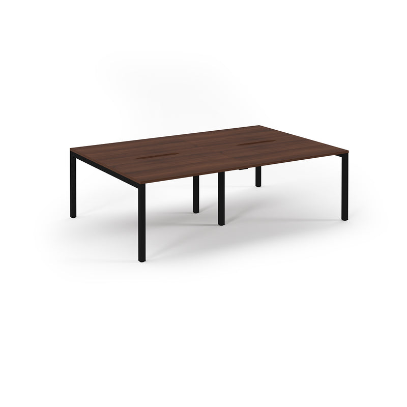 Connex Scalloped Double Back To Back Desks - Walnut - NWOF