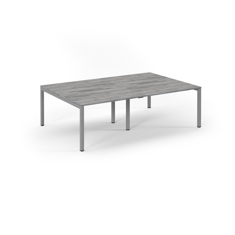 Connex Scalloped Double Back To Back Desks - Grey Oak - NWOF