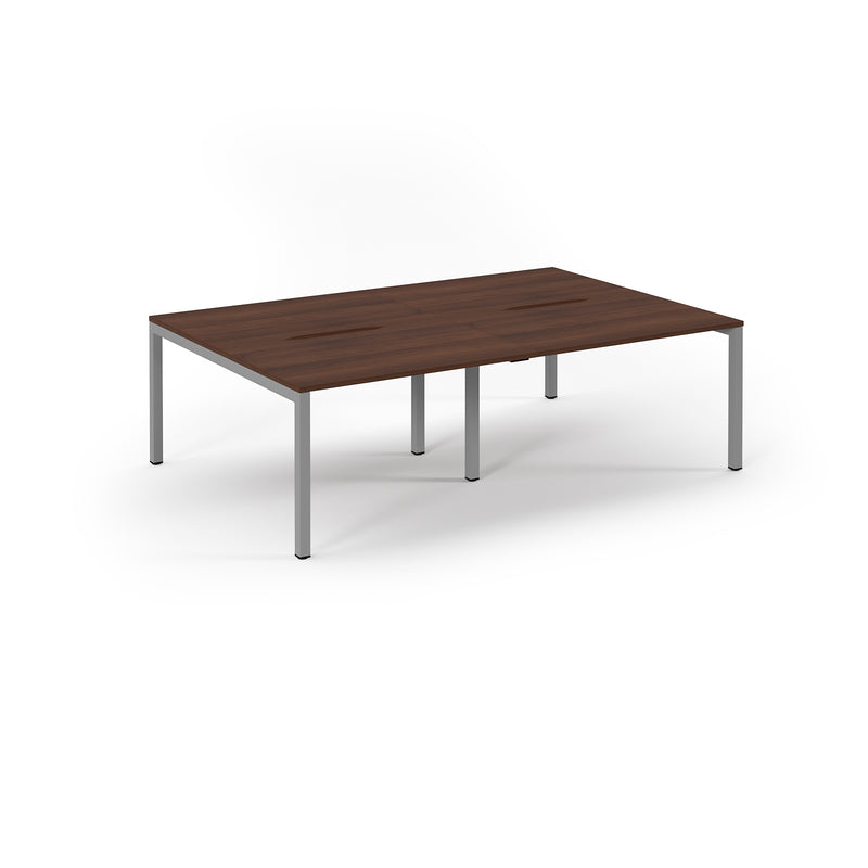 Connex Scalloped Double Back To Back Desks - Walnut - NWOF