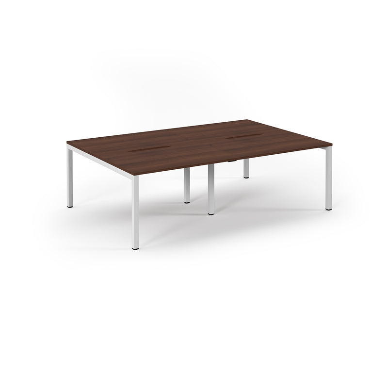 Connex Scalloped Double Back To Back Desks - Walnut - NWOF