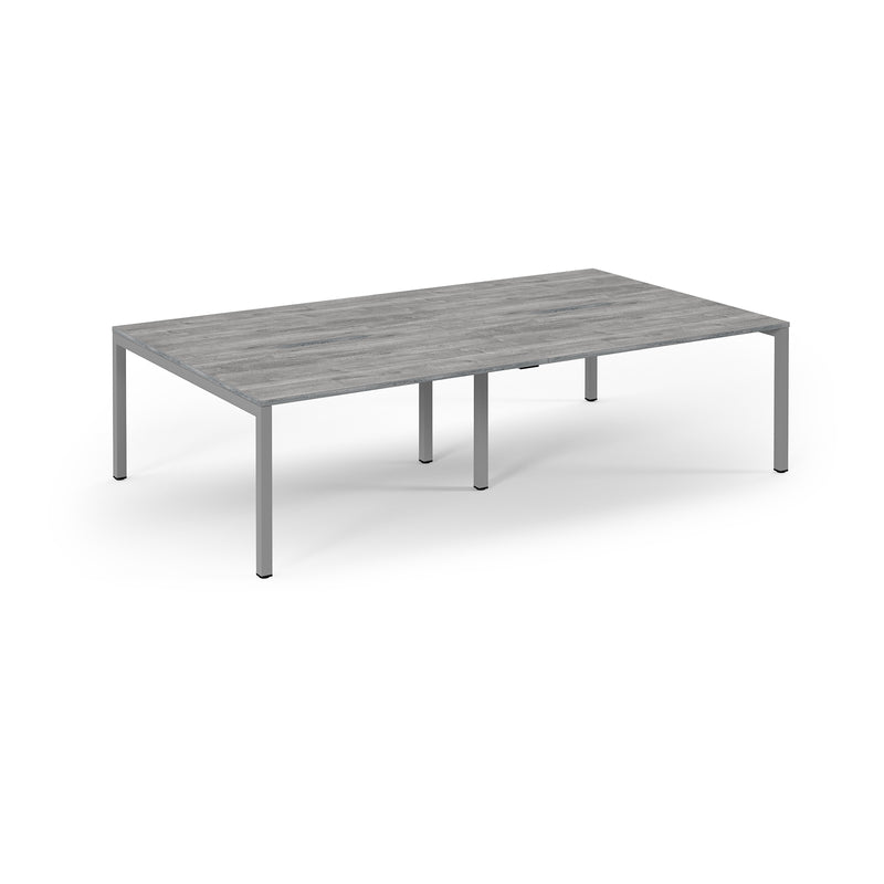 Connex Scalloped Double Back To Back Desks - Grey Oak - NWOF