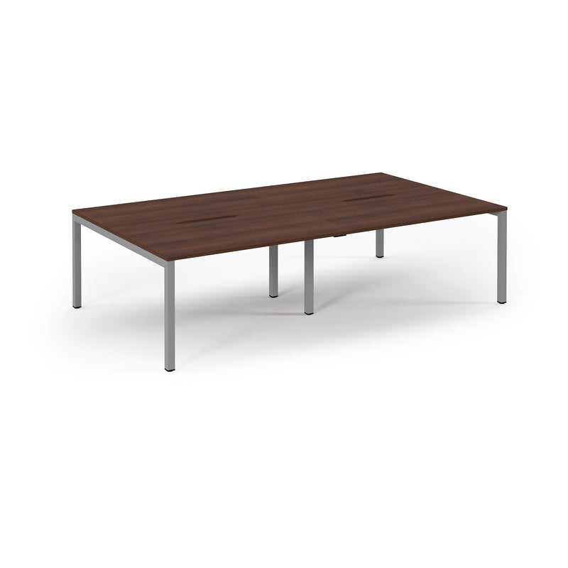 Connex Scalloped Double Back To Back Desks - Walnut - NWOF