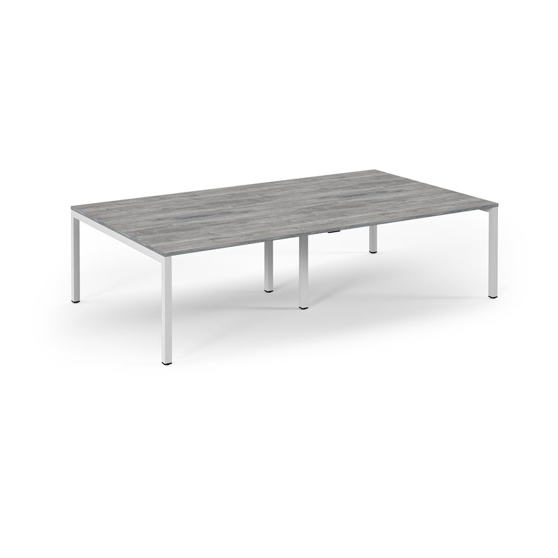 Connex Scalloped Double Back To Back Desks - Grey Oak - NWOF