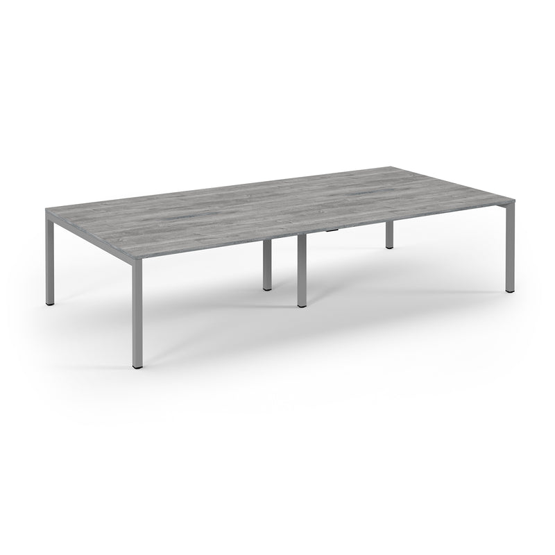 Connex Scalloped Double Back To Back Desks - Grey Oak - NWOF