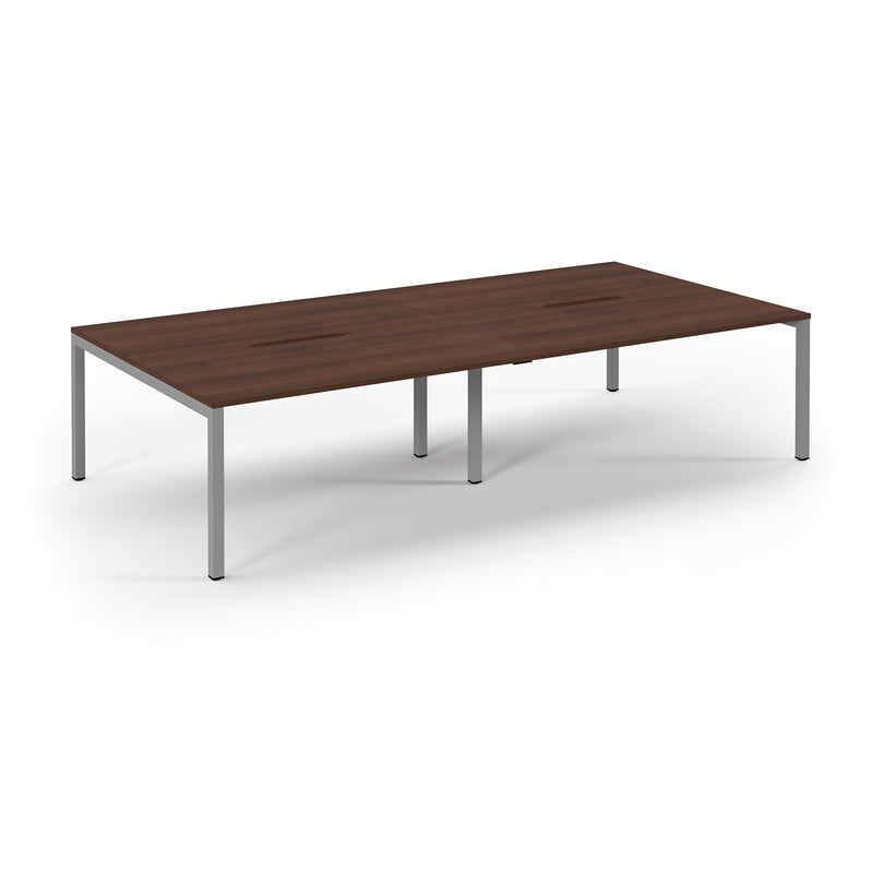 Connex Scalloped Double Back To Back Desks - Walnut - NWOF