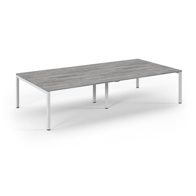 Connex Scalloped Double Back To Back Desks - Grey Oak - NWOF