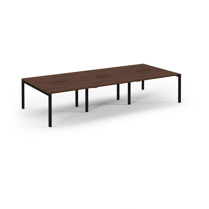 Connex Scalloped Triple Back To Back Desks - Walnut - NWOF