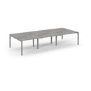 Connex Scalloped Triple Back To Back Desks - Grey Oak - NWOF