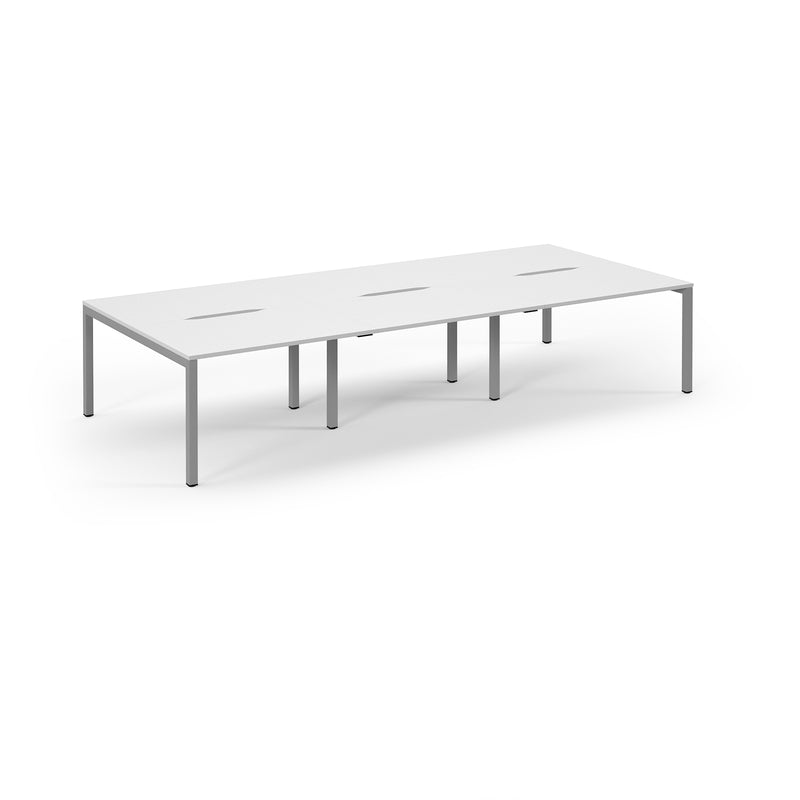 Connex Scalloped Triple Back To Back Desks - White - NWOF