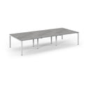 Connex Scalloped Triple Back To Back Desks - Grey Oak - NWOF