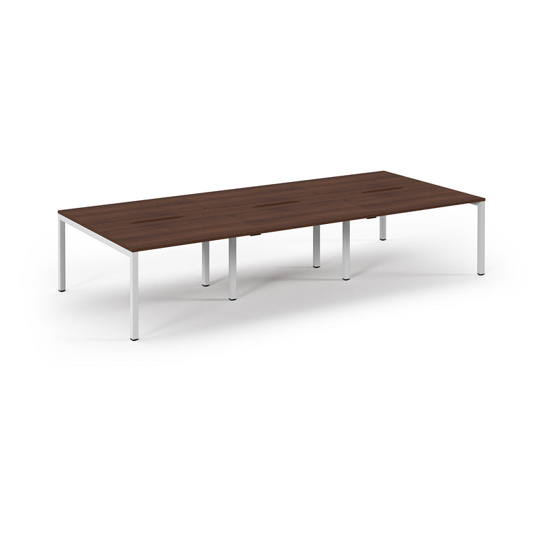 Connex Scalloped Triple Back To Back Desks - Walnut - NWOF