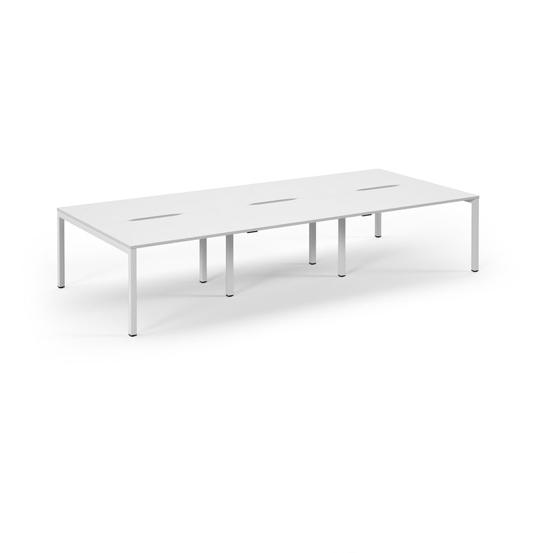 Connex Scalloped Triple Back To Back Desks - White - NWOF